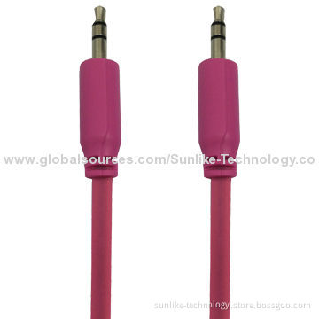 Audio Cables, Molding, Nickel-plated, Half-shiny, Half Matte, Flat Line, 3.5SP Male to Male